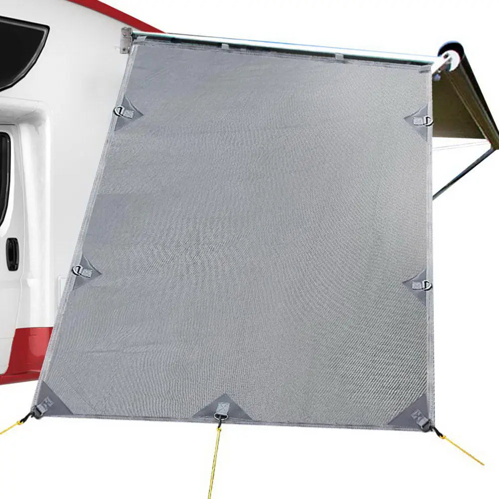 Caravan Privacy Screen Roll Out Awning 1.95 x 2.2M Sun Shade End Wall Side Grey - Home & Garden > Shading