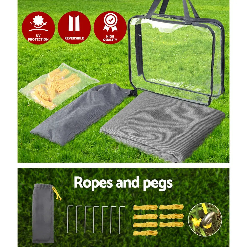 Caravan Privacy Screen Roll Out Awning 1.95 x 2.2M Sun Shade End Wall Side Grey - Home & Garden > Shading