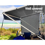 Caravan Privacy Screen Roll Out Awning 1.95 x 2.2M Sun Shade End Wall Side Grey - Home & Garden > Shading