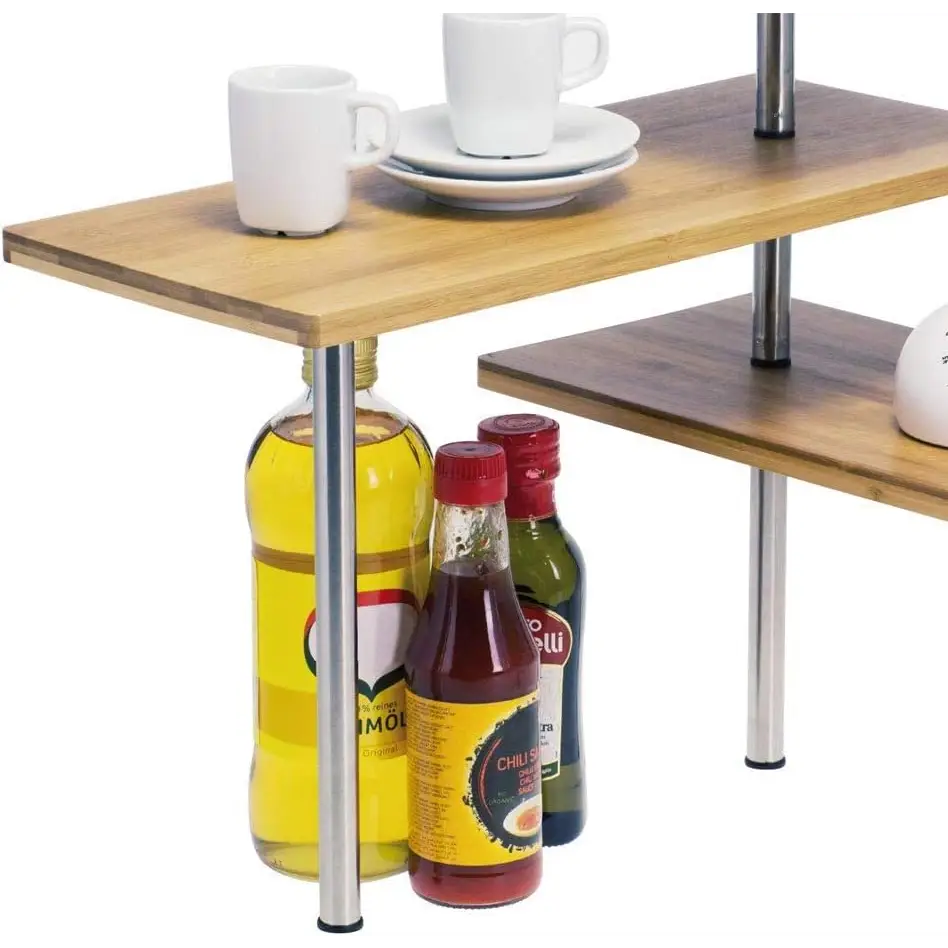 CARLA HOME 3 Tier Corner Shelf Kitchen Spice Rack Organiser with Hooks for Home Storage & Organisation - Home & Garden