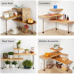 CARLA HOME 3 Tier Corner Shelf Kitchen Spice Rack Organiser with Hooks for Home Storage & Organisation - Home & Garden