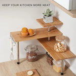 CARLA HOME 3 Tier Corner Shelf Kitchen Spice Rack Organiser with Hooks for Home Storage & Organisation - Home & Garden