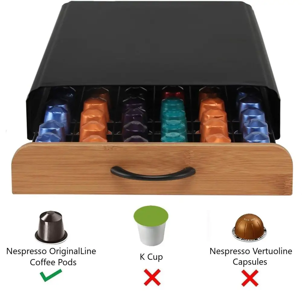 CARLA HOME Coffee Pods Holder Storage Drawer Compatible with 60 Nespresso Pods for Kitchen Storage & Organisation