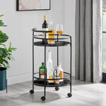 Carlly 2 Tiers Kitchen Rolling Bar Cart In Black - Furniture > Dining