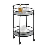 Carlly 2 Tiers Kitchen Rolling Bar Cart In Concrete Grey - Furniture > Dining