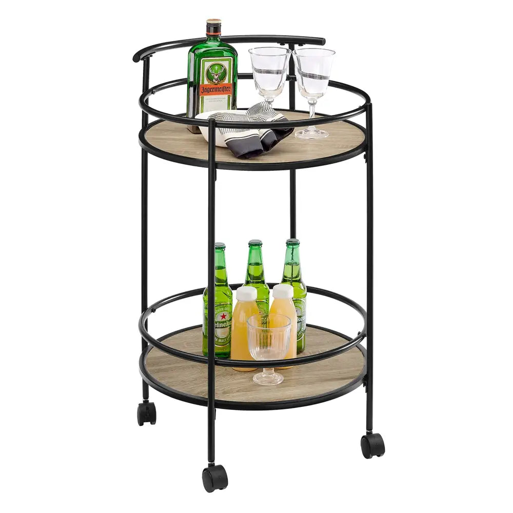 Carlly 2 Tiers Kitchen Rolling Bar Cart In Natural - Furniture > Dining