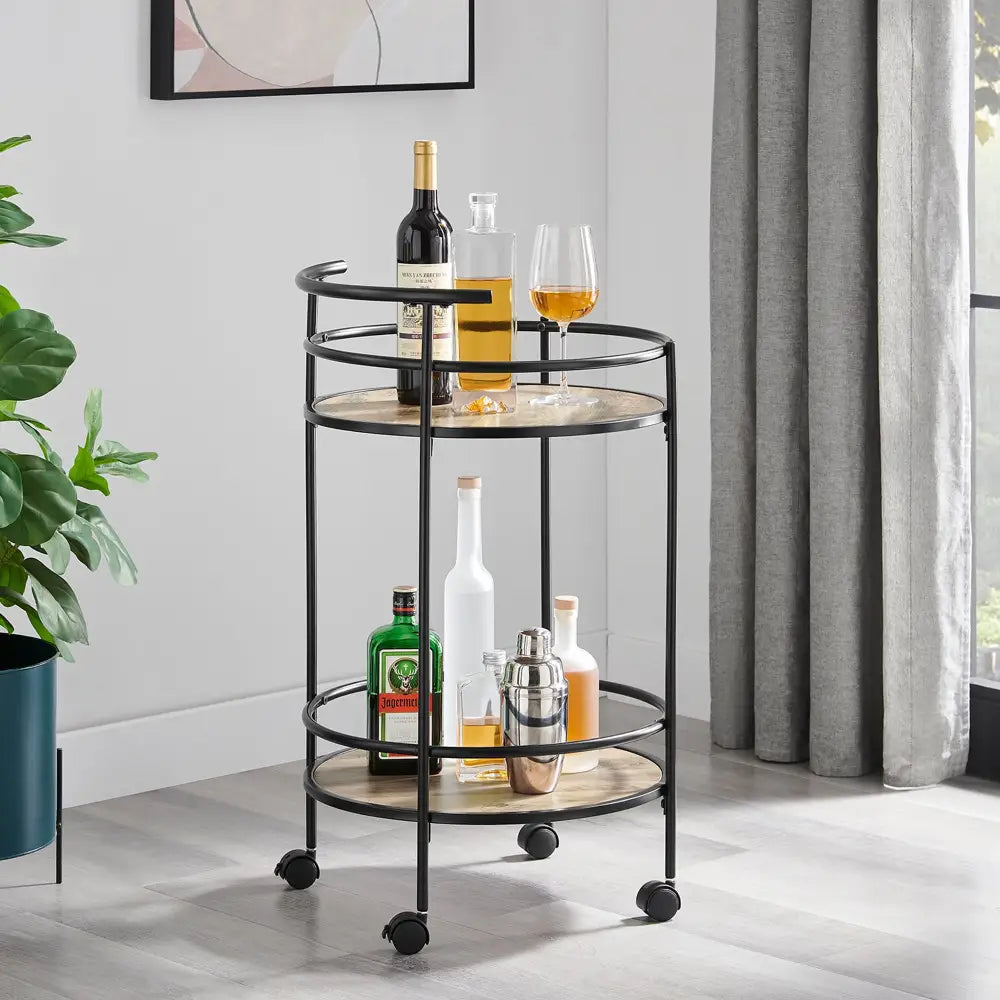 Carlly 2 Tiers Kitchen Rolling Bar Cart In Natural - Furniture > Dining