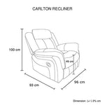 Carlton 1R Finest Fabric Recliner Sturdy Construction Metal Mechanism - Furniture > Sofas