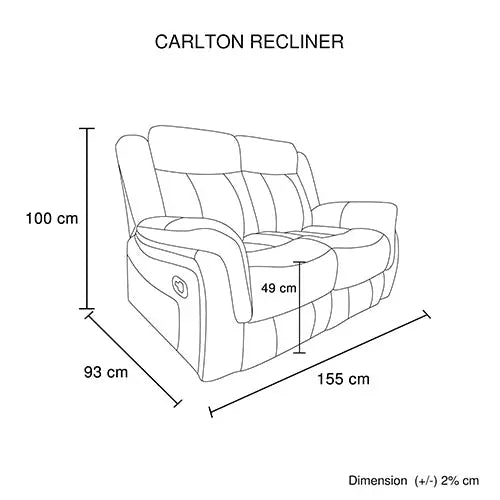Carlton 2R Finest Fabric Recliner Sturdy Construction Metal Mechanism - Furniture > Sofas