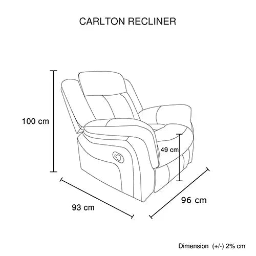 Carlton 3R + 1R + 1R Finest Fabric Recliner Sturdy Construction Metal Mechanism - Furniture > Sofas