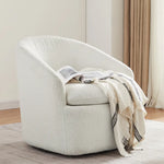 Carrie White Boucle Swivel Chair - Furniture > Living Room