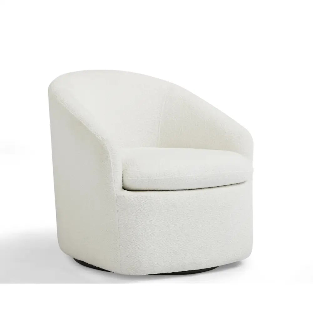 Carrie White Boucle Swivel Chair - Furniture > Living Room