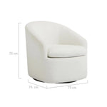 Carrie White Boucle Swivel Chair - Furniture > Living Room