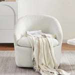 Carrie White Boucle Swivel Chair - Furniture > Living Room
