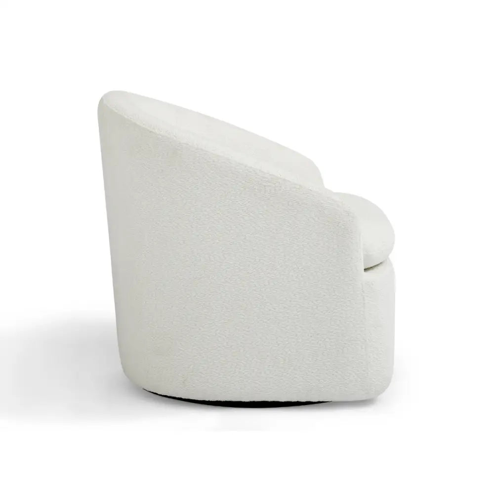 Carrie White Boucle Swivel Chair - Furniture > Living Room