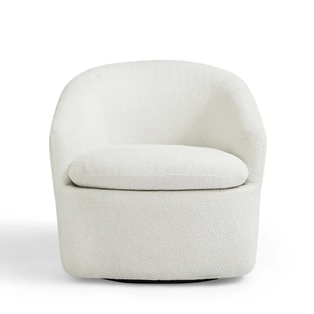Carrie White Boucle Swivel Chair - Furniture > Living Room