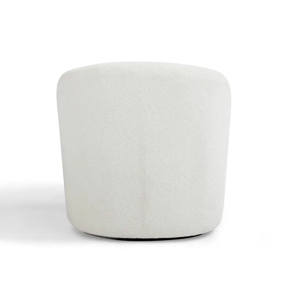 Carrie White Boucle Swivel Chair - Furniture > Living Room