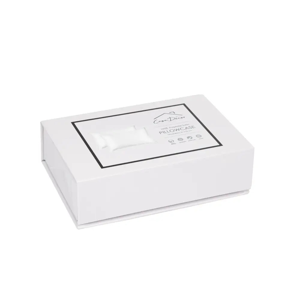 Casa Decor Luxury Satin Pillowcase Twin Pack Size With Gift Box Luxury - White - Home & Garden > Bedding