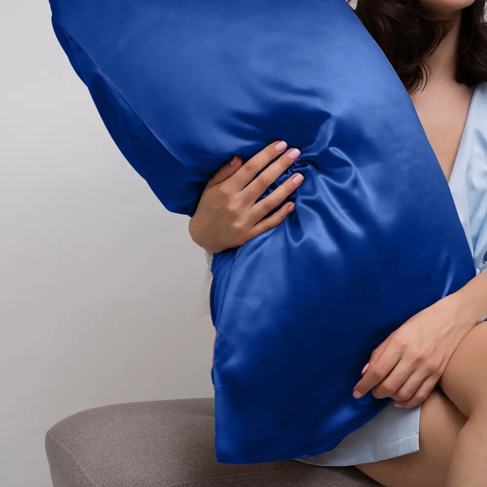 Casa Decor Luxury Satin Pillowcase Twin Pack Size With Gift Box Luxury - Navy Blue - Home & Garden > Bedding