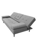 Casa Decor Mendoza 2 in 1 Sofa Bed Couch Grey Pull Down Cupholder 3 Seats Futon - Furniture > Sofas > Sofas & Sofa Beds
