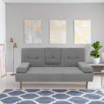 Casa Decor Mendoza 2 in 1 Sofa Bed Couch Grey Pull Down Cupholder 3 Seats Futon - Furniture > Sofas > Sofas & Sofa Beds