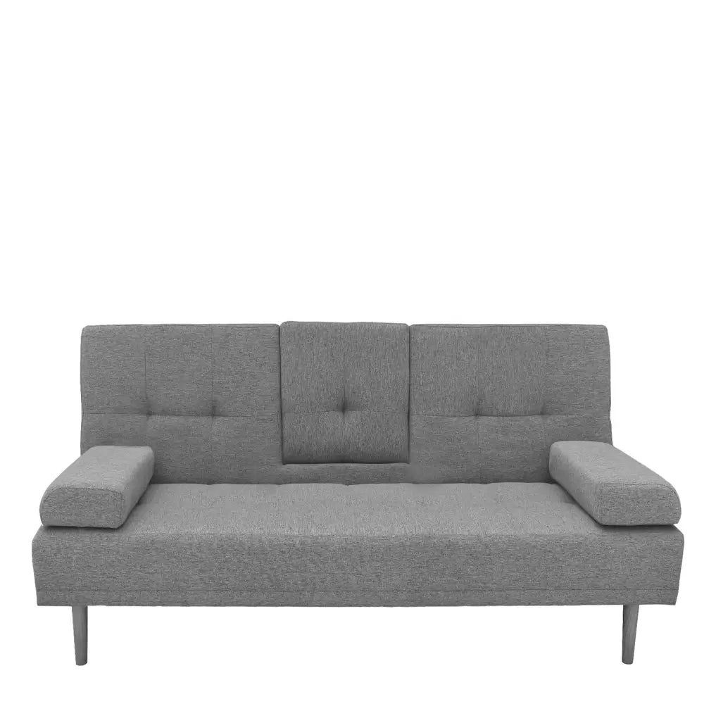 Casa Decor Mendoza 2 in 1 Sofa Bed Couch Grey Pull Down Cupholder 3 Seats Futon - Furniture > Sofas > Sofas & Sofa Beds