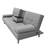 Casa Decor Mendoza 2 in 1 Sofa Bed Couch Grey Pull Down Cupholder 3 Seats Futon - Furniture > Sofas > Sofas & Sofa Beds