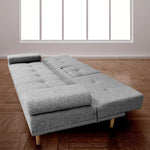 Casa Decor Mendoza 2 in 1 Sofa Bed Couch Grey Pull Down Cupholder 3 Seats Futon - Furniture > Sofas > Sofas & Sofa Beds