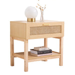 Casa Decor Santiago Rattan Bedside Table Drawers Table Nightstand Cabinet Oak - Furniture > Bedroom > Dressers