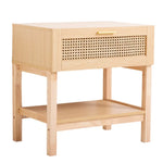 Casa Decor Santiago Rattan Bedside Table Drawers Table Nightstand Cabinet Oak - Furniture > Bedroom > Dressers