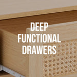 Casa Decor Santiago Rattan Bedside Table Drawers Table Nightstand Cabinet Oak - Furniture > Bedroom > Dressers