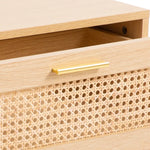 Casa Decor Santiago Rattan Bedside Table Drawers Table Nightstand Cabinet Oak - Furniture > Bedroom > Dressers