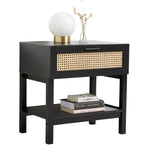 Casa Decor Tulum Rattan Bedside Table Drawers Table Nightstand Cabinet Black - Furniture > Bedroom > Bedside Tables