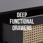 Casa Decor Tulum Rattan Bedside Table Drawers Table Nightstand Cabinet Black - Furniture > Bedroom > Bedside Tables