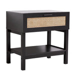 Casa Decor Tulum Rattan Bedside Table Drawers Table Nightstand Cabinet Black - Furniture > Bedroom > Bedside Tables