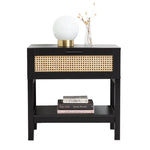 Casa Decor Tulum Rattan Bedside Table Drawers Table Nightstand Cabinet Black - Furniture > Bedroom > Bedside Tables