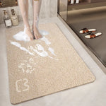 Cat Head Beige Non-Slip Loofah-Style Bathroom Mat - Quick-Dry and Soft 40*80cm - Home & Garden > Bathroom Accessories >
