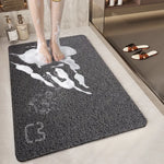 Cat Head Black Non-Slip Loofah-Style Bathroom Mat - Quick-Dry and Soft 44*75cm - Home & Garden > Bathroom Accessories >