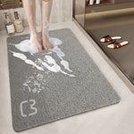 Cat Head Gray Non-Slip Loofah-Style Bathroom Mat -Quick-Dry and Soft 40*80cm - Home & Garden > Bathroom Accessories >
