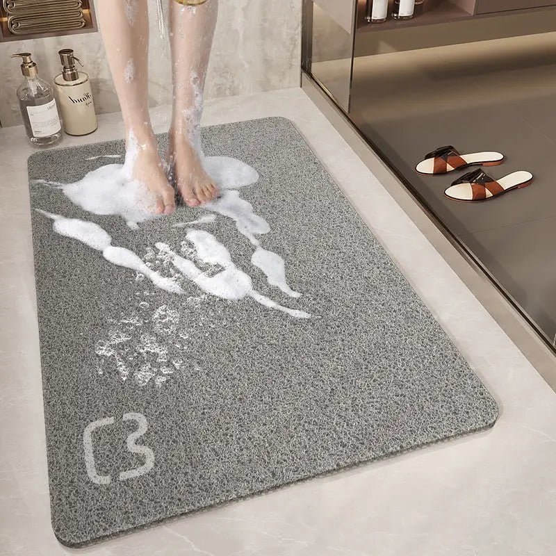 Cat Head Gray Non-Slip Loofah-Style Bathroom Mat -Quick-Dry and Soft 44*75cm - Home & Garden > Bathroom Accessories >
