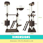 Cat Tree Multi Level Scratcher FUJI 170cm BROWN - Pet Care > Cat Supplies > Cat Scratchers