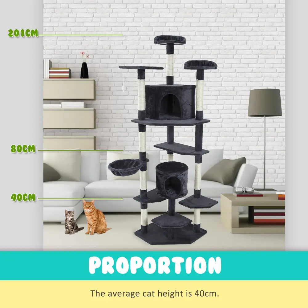 Cat Tree Multi Level Scratcher PARALA 201cm GREY - Pet Care > Cat Supplies > Cat Scratchers