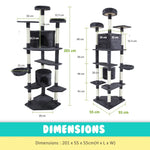 Cat Tree Multi Level Scratcher PARALA 201cm GREY - Pet Care > Cat Supplies > Cat Scratchers