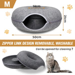 Cat Tunnel Bed Felt Pet Puppy Nest Cave House Round Donut Interactive Play Toy 26823 - Pet Care > Toys > Cat Toys