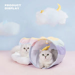 Cat Tunnel Sleep Bed 2-in-1 Collapsible Cat Tunnel Tubes Toys with Removable Mat - Pet Care > Cat Supplies > Cat Litter