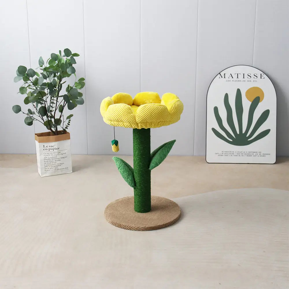 CATIO Yellow Camelia Flower Cat Scratching Tree - Pet Care > Toys > Cat Toys