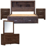 Catmint 5pc Queen Bed Suite Bedside Dresser Bedroom Furniture Package Grey Stone - Furniture > Bedroom > Bedside Tables