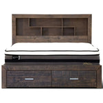 Catmint Bed Frame Queen Size Wood Mattress Base With Storage Drawers Grey Stone - Furniture > Bedroom > Beds & Bed
