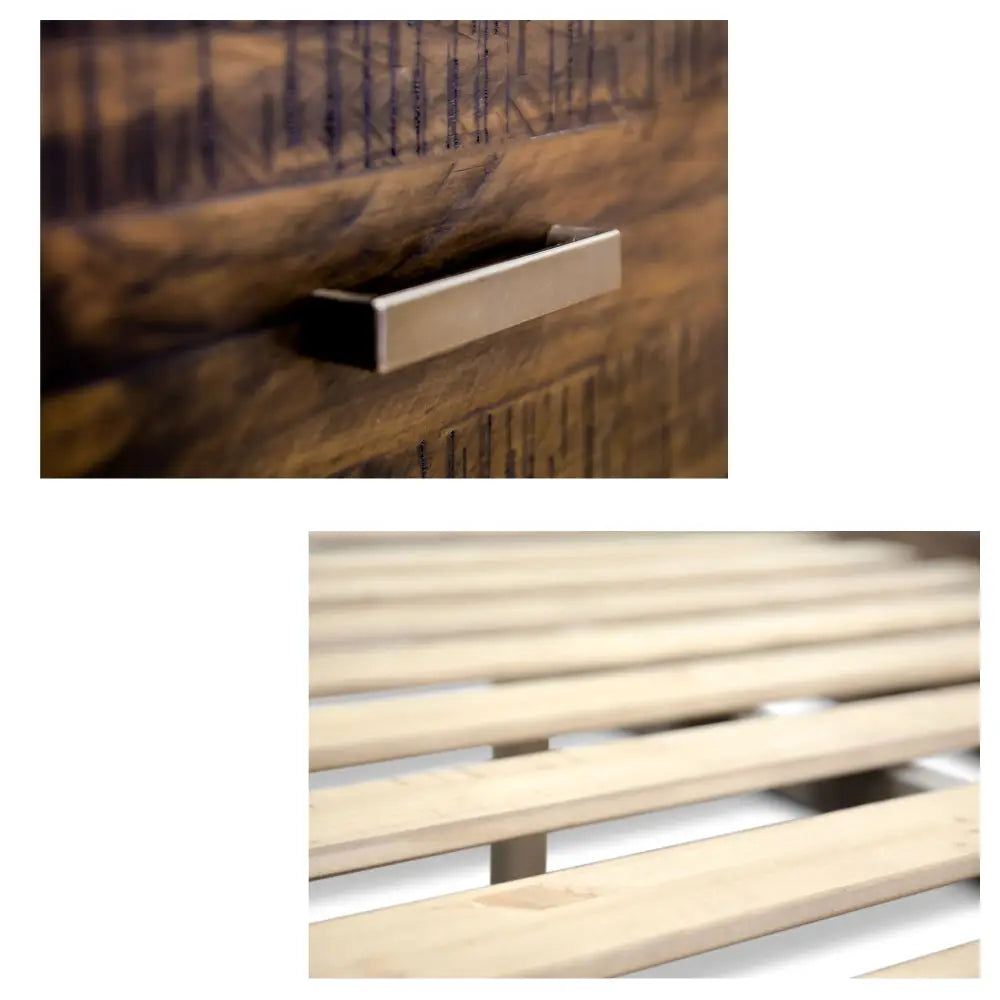 Catmint Bed Frame Queen Size Wood Mattress Base With Storage Drawers Grey Stone - Furniture > Bedroom > Beds & Bed