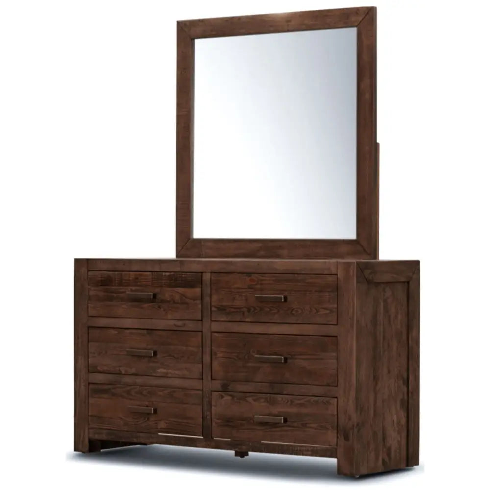 Catmint Dresser Mirror 6 Chest of Drawers Tallboy Storage - Grey Stone - Home & Garden > Storage > Clothing & Wardrobe